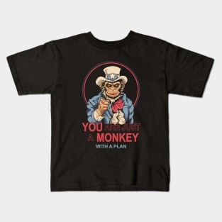 Monkey with a Plan Kids T-Shirt